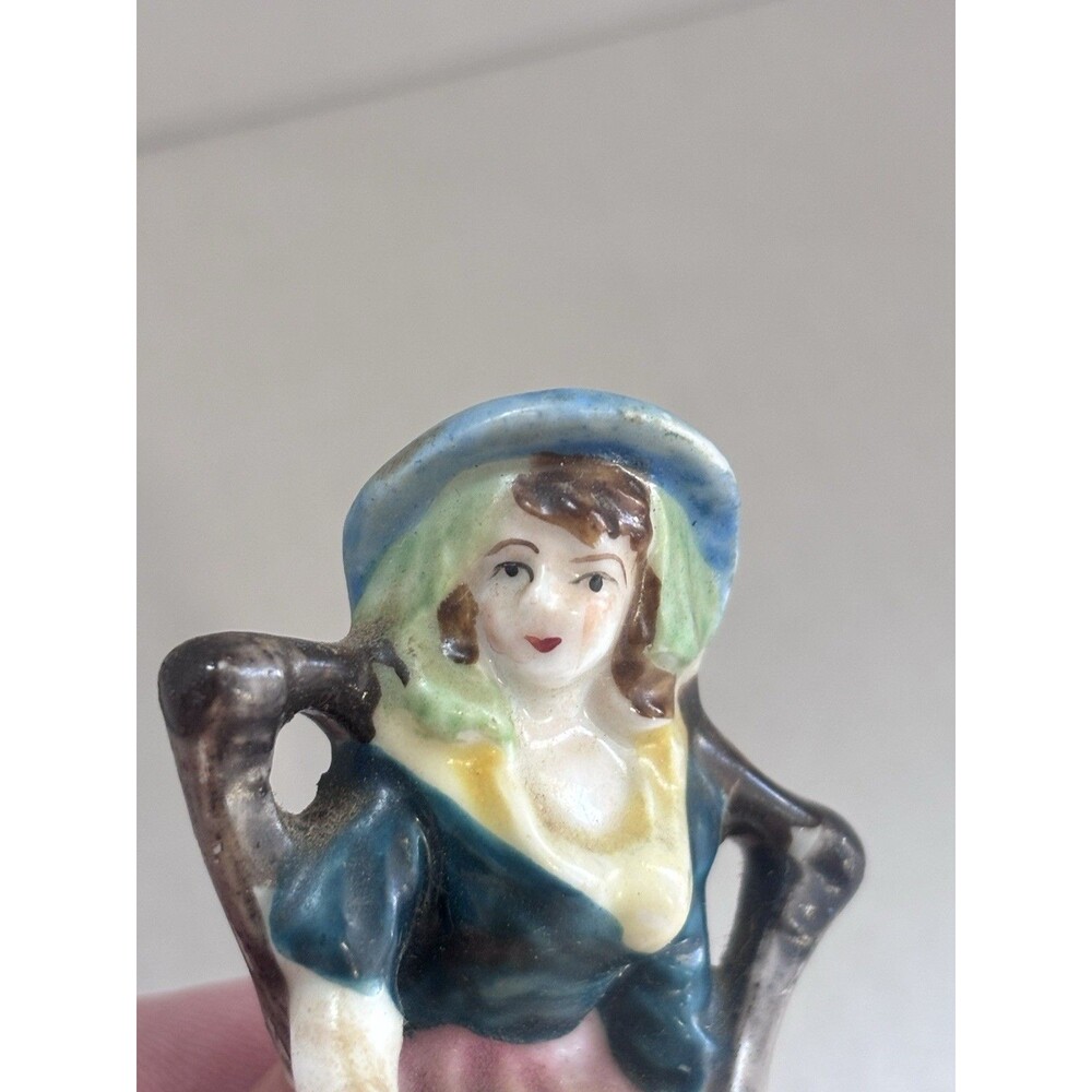 Bone China Vintage Lady With Water Pail Made In Japan 3”